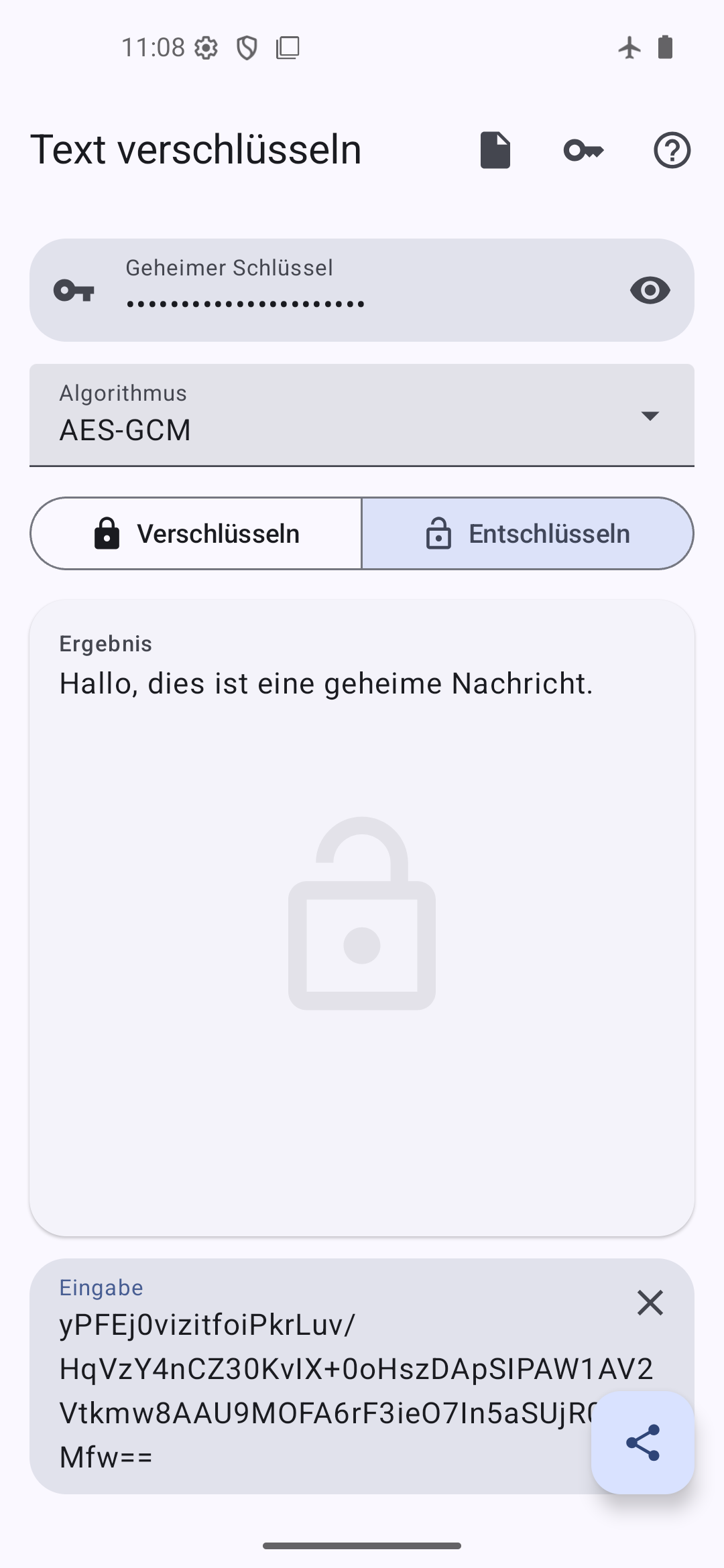 Einen Text in Text verschlüsseln entschlüsseln