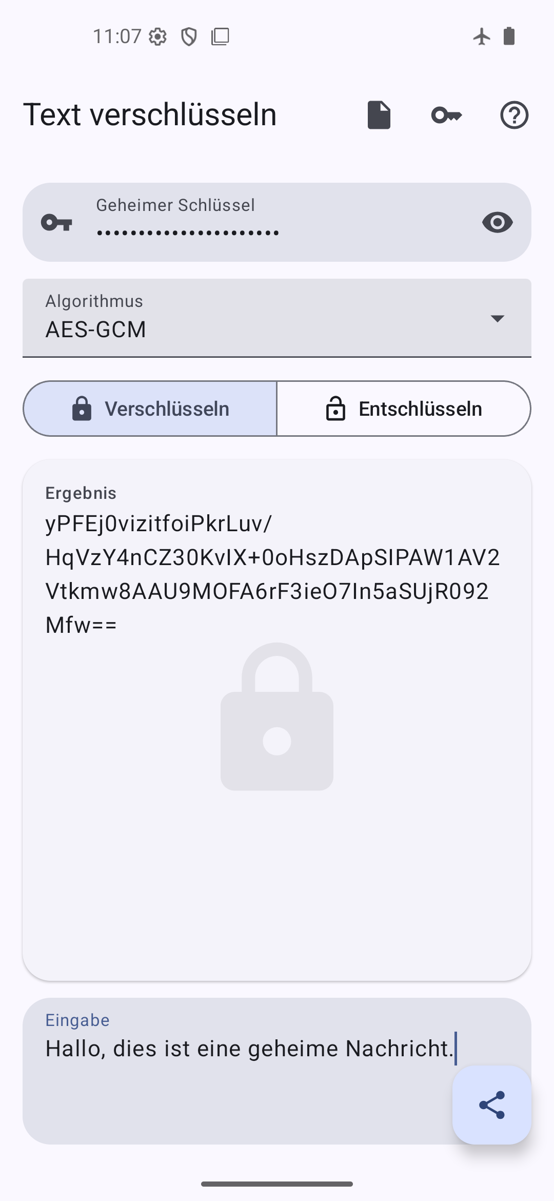 Einen Text in Text verschlüsseln verschlüsseln