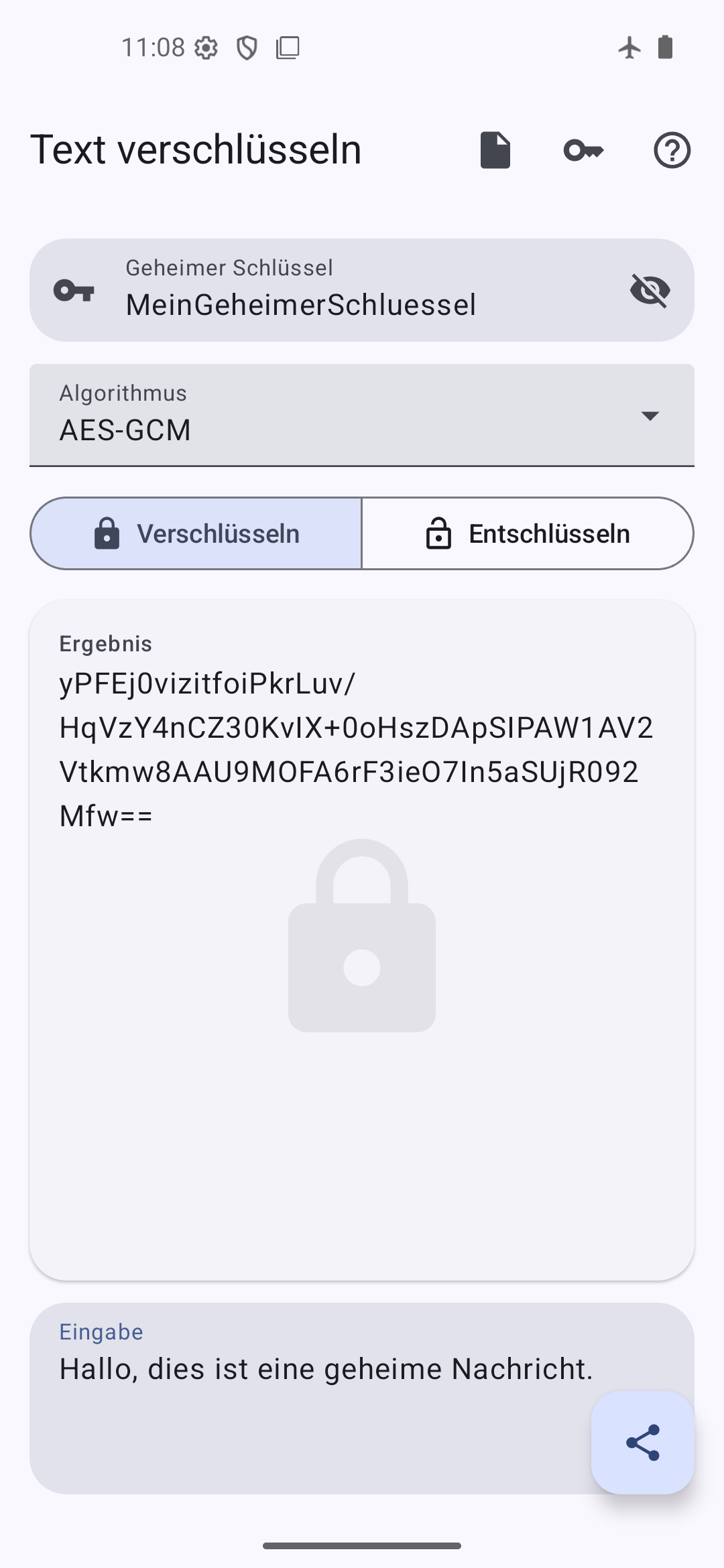Den geheimen Schlüssel anzeigen